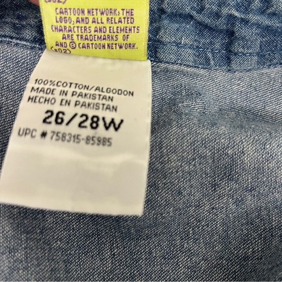 Cartoon Network Scooby-Doo Denim Vest Shirt Vintage 2000s Y2K Size 26/28W - Picture 3 of 9